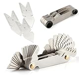 Yuentoen 58 Blätter Edelstahl Gewindelehre Set,Präzisions-Gewindelehre,Metrisch 60° + Whitworth 55° Center Gauge,Rohrgewinde Messwerkzeug für Drehmaschinen und Kfz-Werkstatt