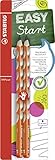 Antideslizante mango Stabilo Easy graph S - Lápiz ergonómico de 3 cantos para diestros, color naranja 2er Pack