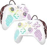 Nonbliep LED Lighting 10ft Wired for Xbox Controller, Compatible with Xbox Series X|S, Xbox One X|S, PC, Steam, Wired Gamepad with Turbo/Macro Function/Dual Vibration/3.5mm Audio Jack White 2 Pack