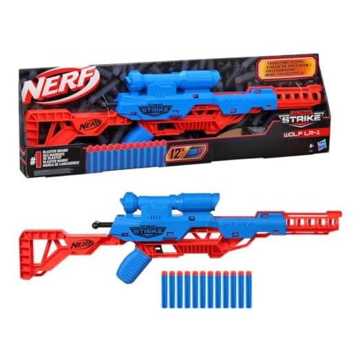 Nerf Alpha Strike Wolf LR-1 Blaster with Targeting Scope ,12 Official Nerf Elite Darts ,Breech Load, Pump Action, Easy Load-Prime-Fire, Multicolor