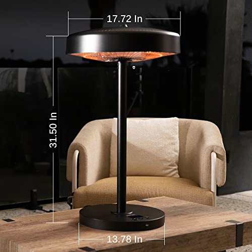 East Oak Patio Heater, 1500W Table Top Electric Heater With Usb Port, Ip65 Waterproof And Tip-Over & Overheating Protection, 3 Heat Settings & 24 Hours Timing, Outdoor Heater With Remote Control #TOP7