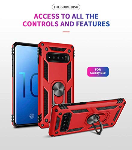 Military Grade Drop Impact For Samsung Galaxy S10 5G Case [Fit S10 5G] Metal Rotating Ring Kickstand Holder Built-In Magnetic Car Mount Armor Shockproof Case For Galaxy S10 5G Phone Case (Black) #TOP2