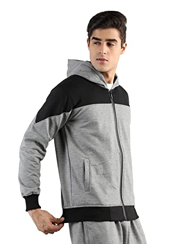 Image of CHKOKKO Fleece Men Winter Sports Gym Track Zipper Stylish Standard Length Jacket Anthrablue XL,Grey