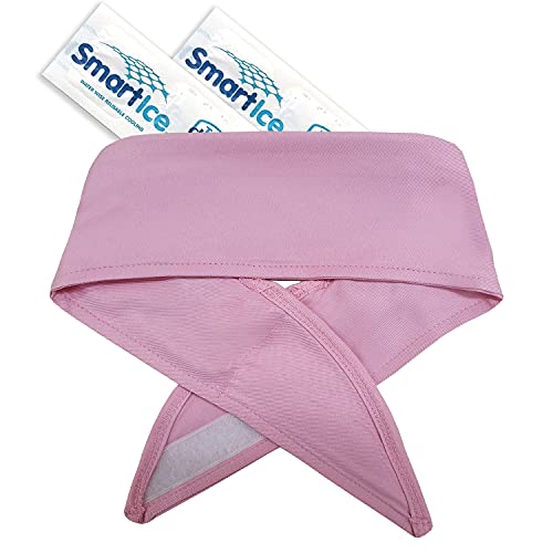 Photo de Tie Chilly Ice Cool Bandana rafraîchissant pour le cou, avec 2 bandes de refroidissement intelligentes, permettant un confort frais prolongé à la maison, au travail ou en jouant (rose, uni)