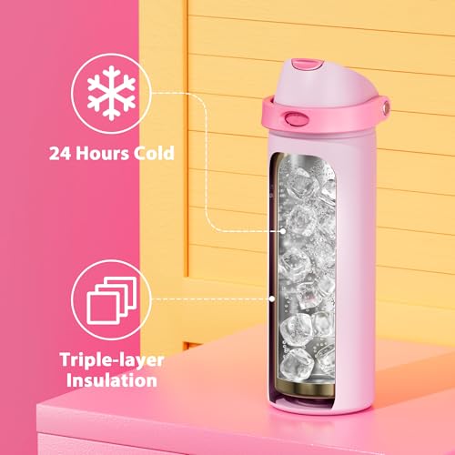 24 oz Insulated Water Bottle for Sports: Meoky Stainless Steel Water Bottle with 2-in-1 Straw and Spout Lid - Leak Proof, Cold for 24 Hours, Fits... - Image 5