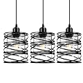 3 PACK Industrial Pendant Lights Kitchen Island, Black Hanging Kitchen Lights, Adjustable Kitchen Pendant Lighting over Island, Modern Seeded Glass Shade Island Lights for Kitchen, Dining Room, Bar