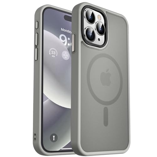 MOCCA Strong Magnetic for iPhone 15 Pro Max Case, [Compatible with Magsafe][13FT Military Drop Protection] Slim Translucent Matte Shockproof Case for iPhone 15 ProMax Case 6.7'', Titanium Gray