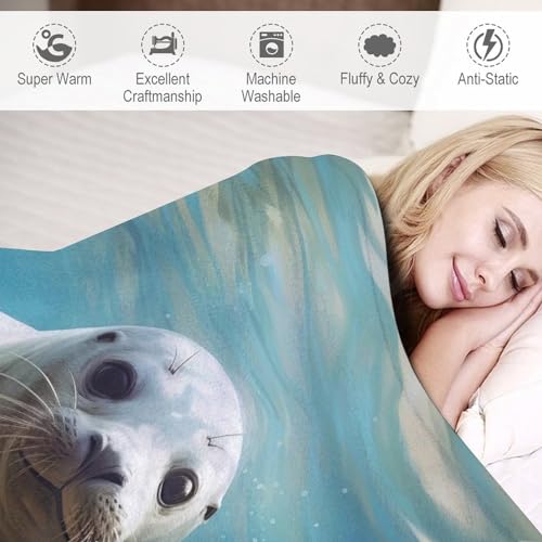 Couverture phoque en polaire douce pour lit et canapé douillet 150x200