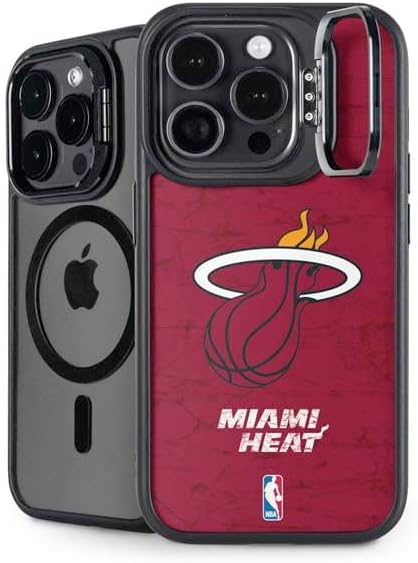 Skinit Kickstand Phone Case Compatible with iPhone 16 Pro Max - Officially Licensed NBA Miami Heat Black Partial Logo Design
