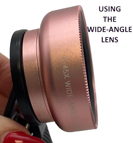 Phone Cameras Lens Kit for Smartphones 0.45X Wide Angle Lens 12.5X Macro HD Lens Rose Gold Clip on iPhone Camera Lens for iPhone Samsung and most Android Smartphones - Image 5