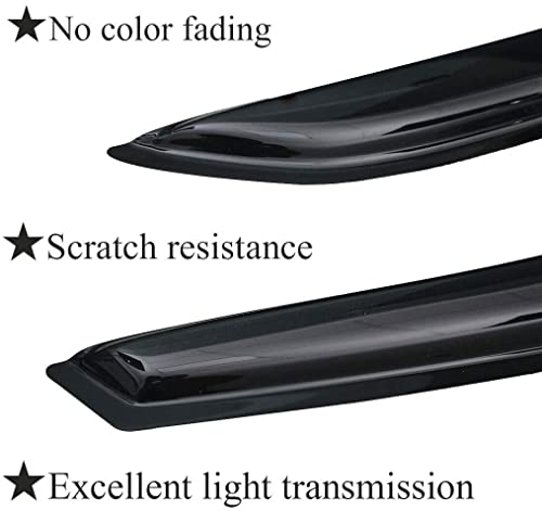 Rain Guards Window Deflectors Visors for 2007-2014 Chevy Silverado/GMC Sierra 1500/2500HD/3500HD Extended Cab, Side Window Deflectors Vent Guard Shade Sun Visor,94040 Dark Smoke Tint,4-Pieces Set