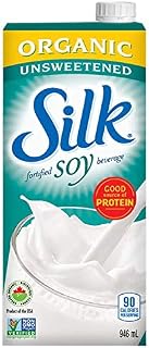SILK Organic Unsweetened Soy Milk - 12 Pack - 946ml - Plant-Based Beverage - No Added Sugar - Dairy-Free - Vegan - Shelf Stable - Non-GMO