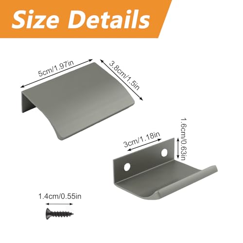 MOROBOR Finger Edge Pull, 8pcs Concealed Handles Modern Style Drawer Knobs, Aluminum Alloy Invisible Handle Wardrobe Pulls for Cabinet Hardware Drawer, 50mm/Grayish Brown by MOROBOR - Image 2