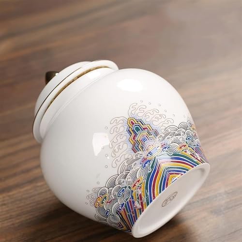 Porcelanowy słoik na imbir, ceramiczne pudełko na herbatę z pokrywką, luźne pudełko do przechowywania herbaty, pudełko na herbatę (kolor: Biały)