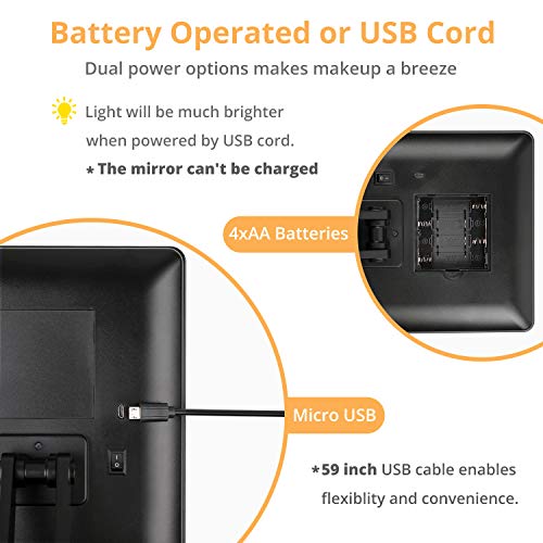 Espelho Makeup Led Touch Screen Para Maquiagem 180º