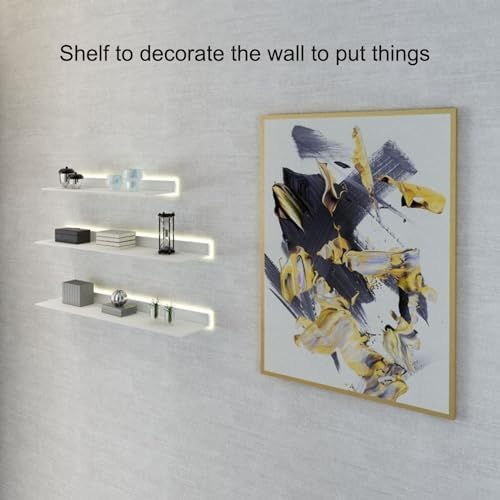 Floating Shelves Hanging Shelve Storage Organizers Multi-Layer,Floating Wall Shelves, Iron with Lights Display Shelf Simple Wall-Mounted Bookshelf Products Luminous A Word Laminate Wall Shel