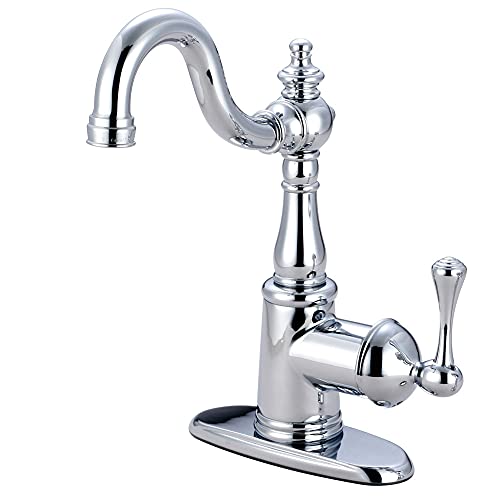 Kingston Brass FSS7641BL İngilizce Vintage Single Handle Lavatory musluk with Push Pop-up and Plate, cilalı krom by Kingston Brass