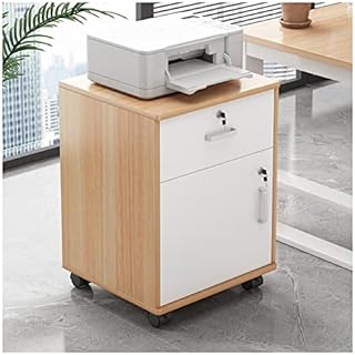 File Cabinet Wood File Cabinet, Mobile Filing Storage File Folder Organizer Cabinet with Wheel Lockable Casters, Multifunction Printer Stand, 1-Drawer, 14.1"D X 15.7"W X 19.6"H Vertical Filing Cabinet