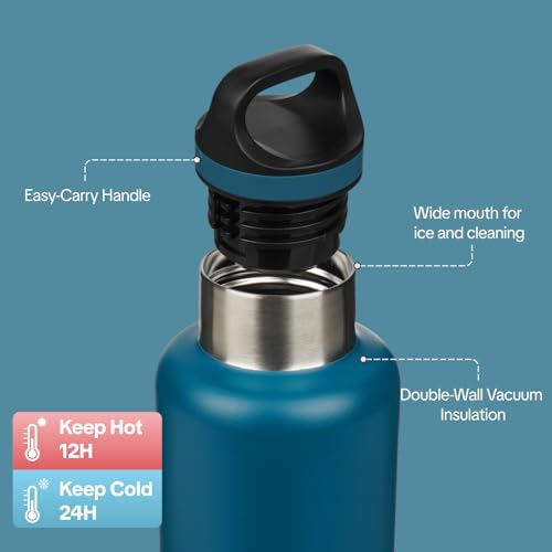 Image of BJPKPK Insulated Water Bottle 32OZ Stainless Steel Water Bottle with Handle Double Walls Vacuum Insulated BPA Free Flask, Indigo Black