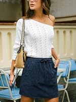 CUPSHE Minirock Damen in Cord-Optik mit Kordelzug und Taschen, Marineblau S – Ansicht 2
