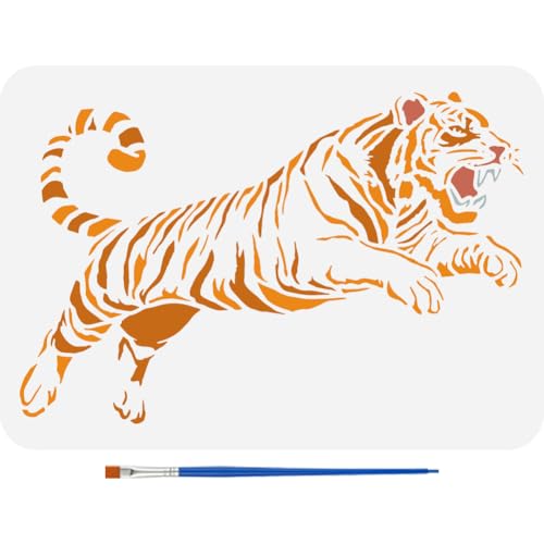 FINGERINSPIRE Modèle de Peinture Tigre Féroce 21 cm x 29.7 cm Pochoirs d'Artisanat d'Art pour Décor Murale Maison