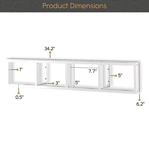 Image of You Have Space White Floating Shelves for Wall, 34 Inch Video Games CD DVD Storage Shelves, Metal Media Storage Shelf Set of 5