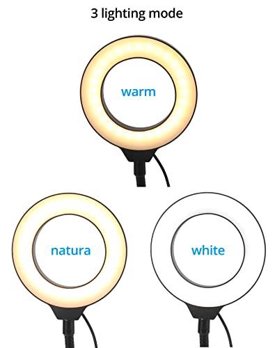 QWORK® Phone Mount with Ring Light, Phone Holder Stand, Phones Mount Clamp on Desk, for Live Stream,Video Recording，Online Teaching - Image 2