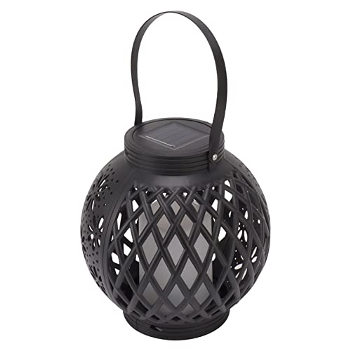Lámpara colgante de jardín, IP44, impermeable, solar, forma de ratán, ahorro de energía, con asa para camino