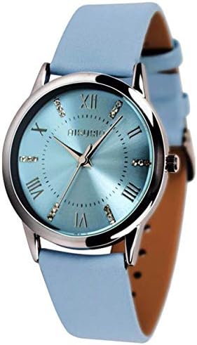 AIKURIO Women's Wrist Watch Analog Quartz with Leather Strap and Crystal Dial 30M Waterproof Classic Daily Style AKR001