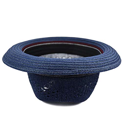 Epoch Hats Mens Summer Fedora Cuban Style Upturn Short Brim Hat (S/M, F2804Navy) #TOP2