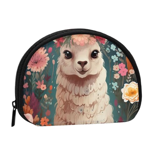 Image of Small Coin Purse Personalized Women Wallet Coin Pouch Outdoor Shopping Coins Wallet Flower Alpaca Change Storage Bag For Women Gifts