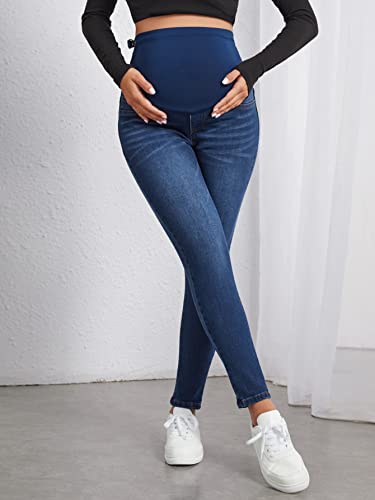 Floerns Women's Maternity Jeans High Waist Skinny Comfy Stretch Pregnancy Pants Dark Blue L #TOP3