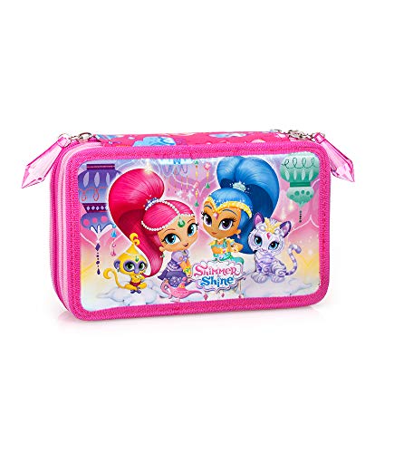 Shimmer & Shine  Estuche escolar 3 cremalleras Shimmer and Shine  Completo de 44 piezas