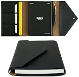 A6 Refillable Planner Organizer with Snap Closure, Undated Monthly Weekly Diary, Compact Clutch Notebook Cover with Card Pockets and Pen Holder, Travel Journal for Work Daily Use - Black