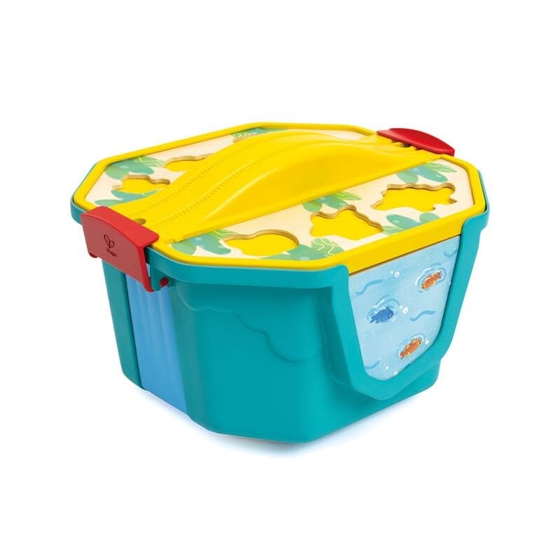 HapeDinosaur Train Bucket Set | Wooden Railway Playset with Sound Effects | Colorful Train Set | Comes With Bucket For Easy Storage | Suitable For 18 Months & Up