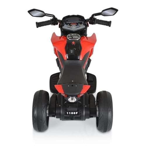 Moni Kinder Elektromotorrad Colombo Scheinwerfer, Zwei Motoren, MP3, bis 7 km/h, Farbe:rot – Bild 5