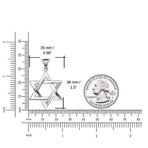FANCIME White Gold Plated 925 Sterling Silver Star Of David Polished Shiny Pendant Necklace for Men, 19.7-INCH2