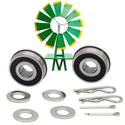 Windmill Bearing Repair Kit for 8 Ft Lawn Garden Yard Ornament Fan, 1/2" ID x 1 3/8" OD, Includes Bearings, Flanges, Pins, and Washers (1/2" Id X 1 3/8" Od)