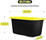 BLACK & YELLOW 27-Gallon Storage Bin with Snap-on Lid, Heavy Duty Plastic Storage Bins with Lid, Stackable, 1 Pack