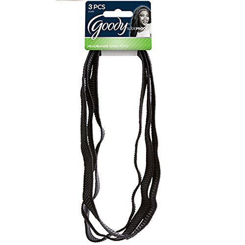 Goody Stay Put Black Headbands Slide Proof Hold, 1