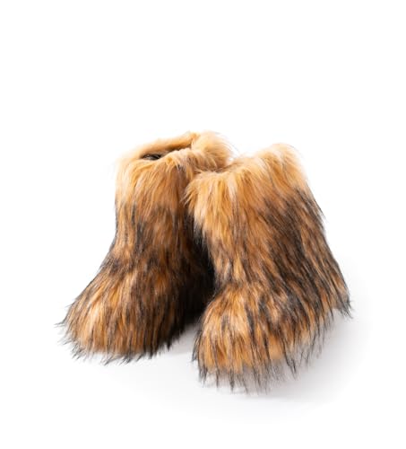 IXU Women's Faux Fur Boot Furry Fluffy Round Toe Suede Snow Winter Women Boots Comfy Plush Warm Short Outdoor Indoor Flat Shoes Mid-Calf Boots by IXU - Image 2
