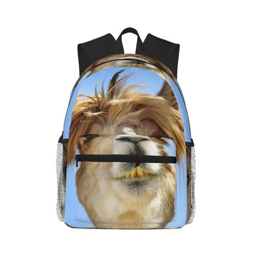 Sac à dos ordinateur 15,7 pouces EdWal noir avec motif lama alpaga