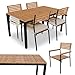 Juskys Akazienholz Gartengarnitur Rhodos - Tisch, 4 Stühle & Auflagen - Holz Gartenmöbel Set 5-teilig - Balkonmöbel -Outdoor Möbel Natur & Schwarz