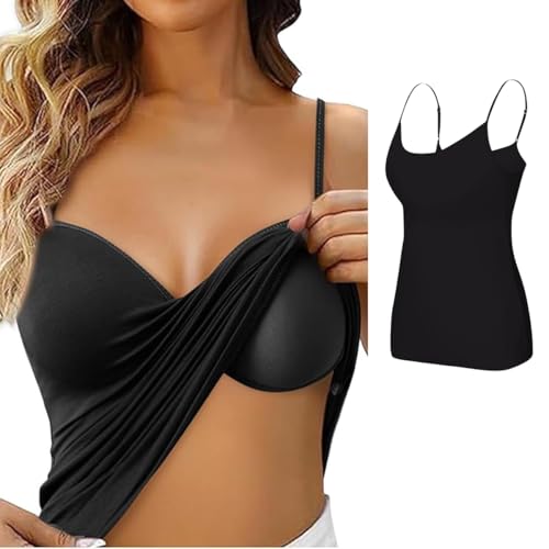 Ruayia Haut avec soutien-gorge intégré en coton - Noir, XL