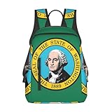 BREAUX Mochila ligera con estampado de la bandera de Washington para viajes, casual, bolsa de hombro para laptop, mochila adecuada para el día de ocio, Negro -, Talla única