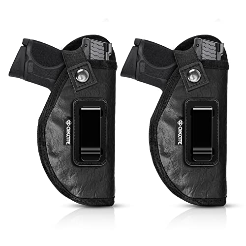 2 Pack ECO Leather Gun Holster for Men and Women, Inside Waistband IWB Holsters for Pistol, Fits Most Midsize/Compact and Sub-Compact Handguns (Medium, Right) - AIKATE