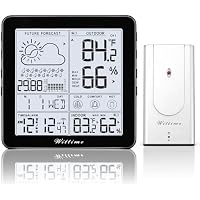 Wittime Wireless Weather Station Atomic Clock Thermometer