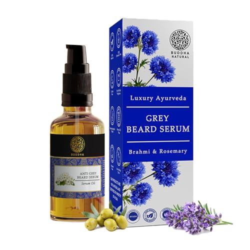 Image of Buddha Natural Grey Beard Oil Serum (25 ml) - Supports Reduces Greys & Restore Natural Black Beard Color | Herbal Beard Care Serum for All Beard Types