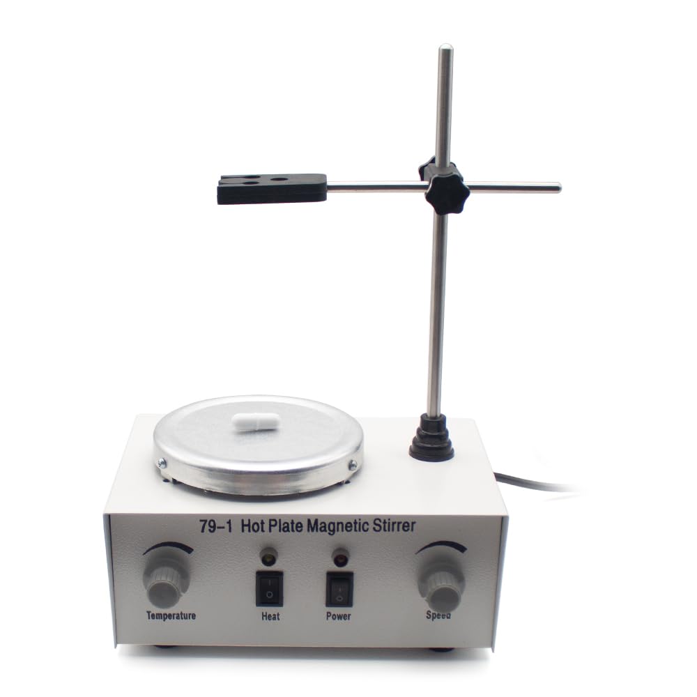 Toplionace Agitador Magnético con Calefacción Eléctrica Mezclador de Control Dual con Calefacción de Laboratorio para Agitar Mezclador Agitador Magnético con Placa Caliente de 1000mL 79-1