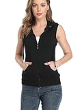 Dilgul Women's Sleeveless Hoodies Zip Up Hooded Vest Casual Sweatshirt with Kanga Pocket Black M